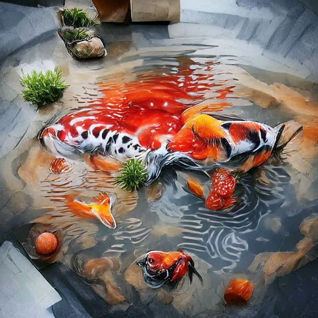 Tranquil Koi Pond in Realistic Style