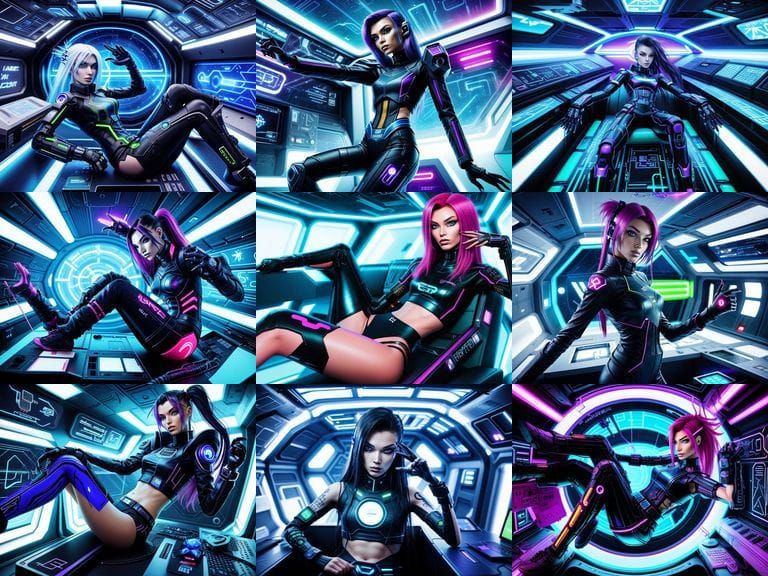 Cyberpunk Super Model Reveals Sintax Tattoo Inside Spaceship