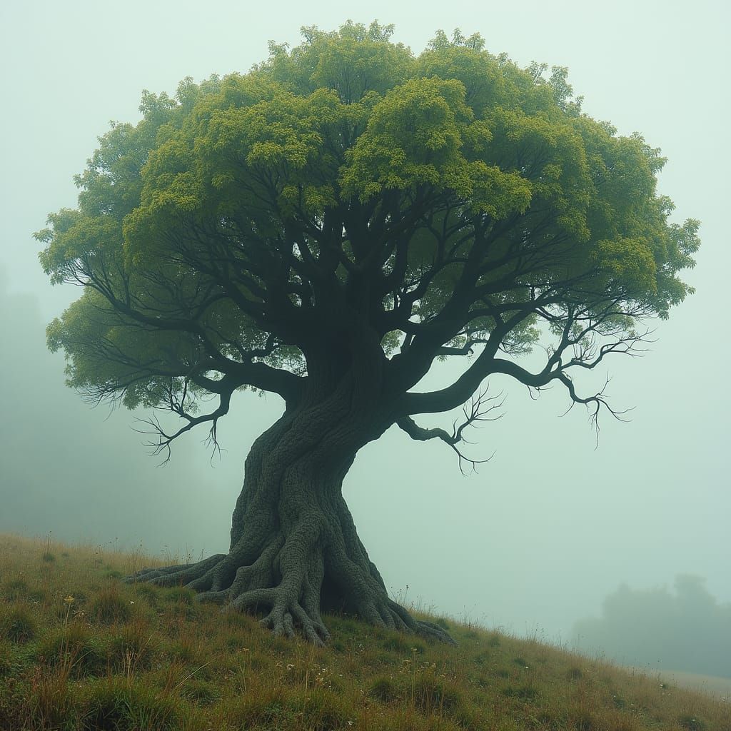 Cyborg Tree Warrior: Futuristic Digital Art