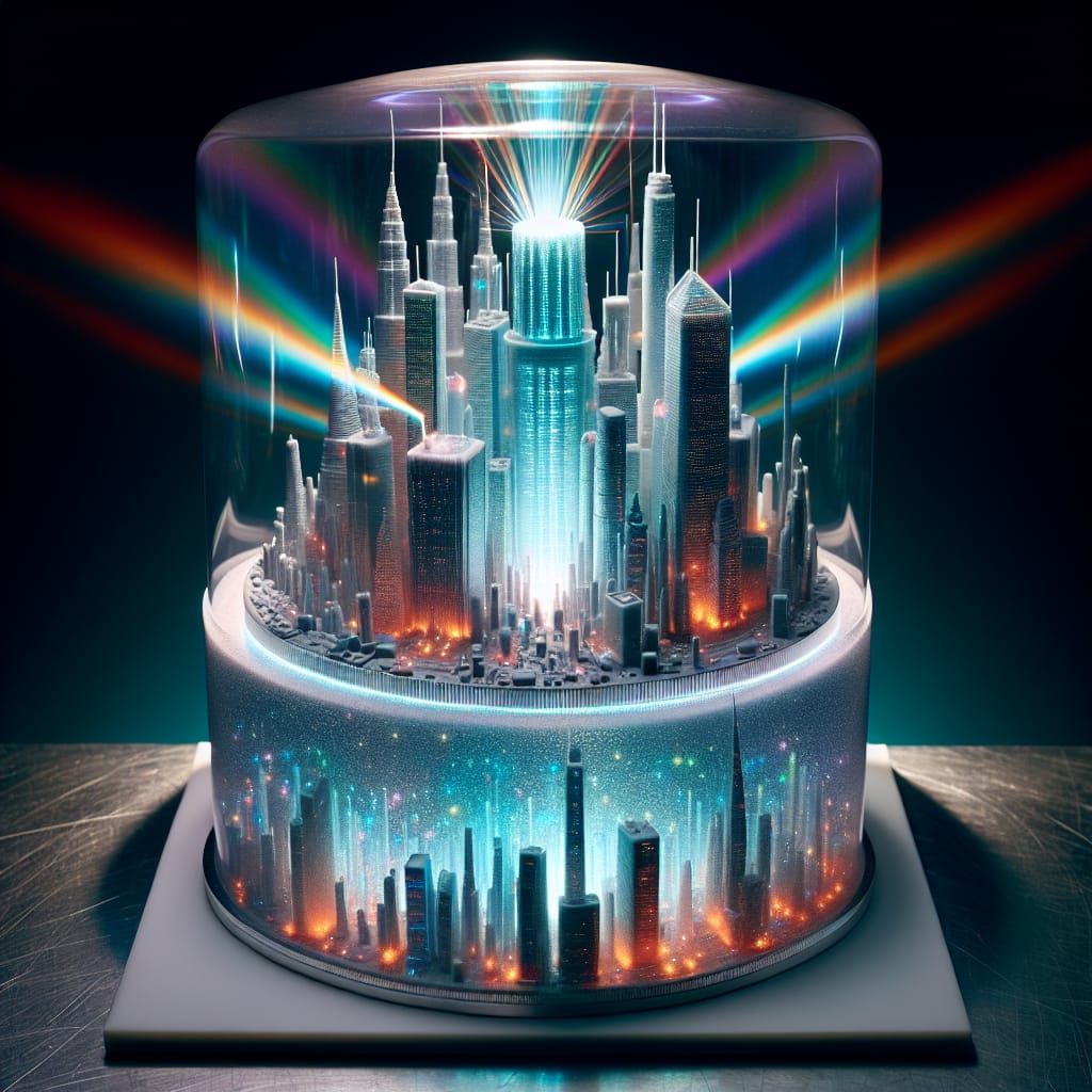 Metropolis Encapsulated in Glass Jell-O Cake