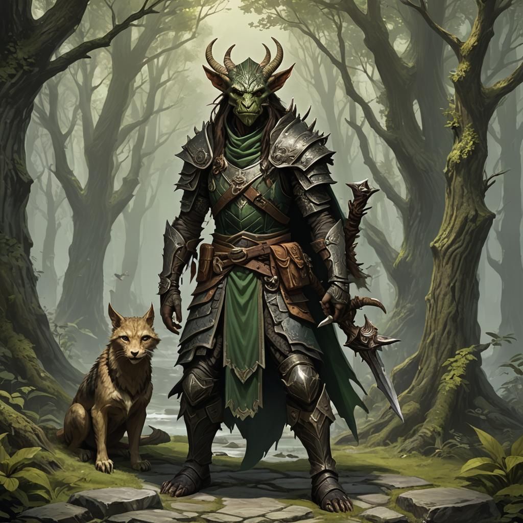 Dragonborn Elf Druid with Phynxkin Companion