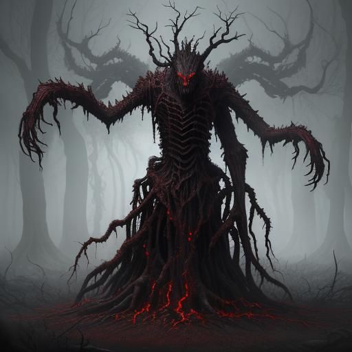 Twisted Redwood Monster in Dark Fantasy Art