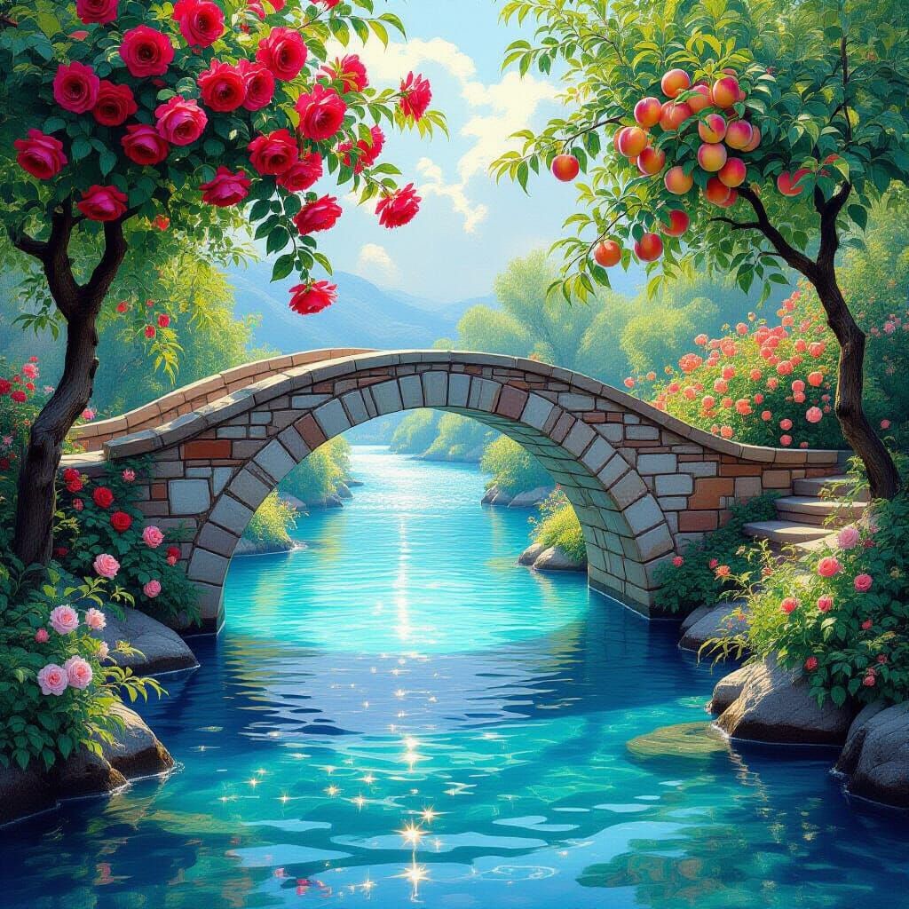 Heavenly Bridge in Pre-Raphaelite Style Garden