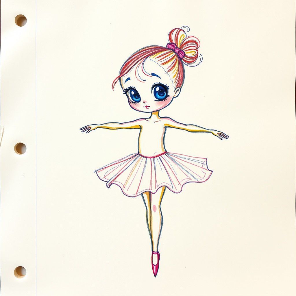 Vibrant Ballerina Sketch in Expressive Colored Pencils