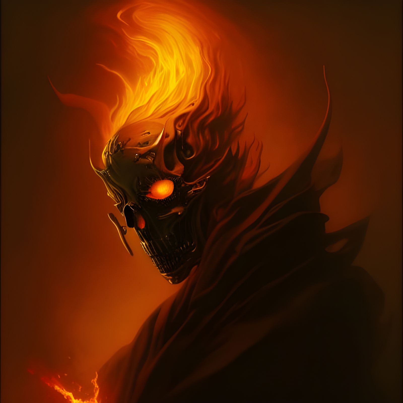 Sinister Ghost Rider Portrait in Volumetric Lighting