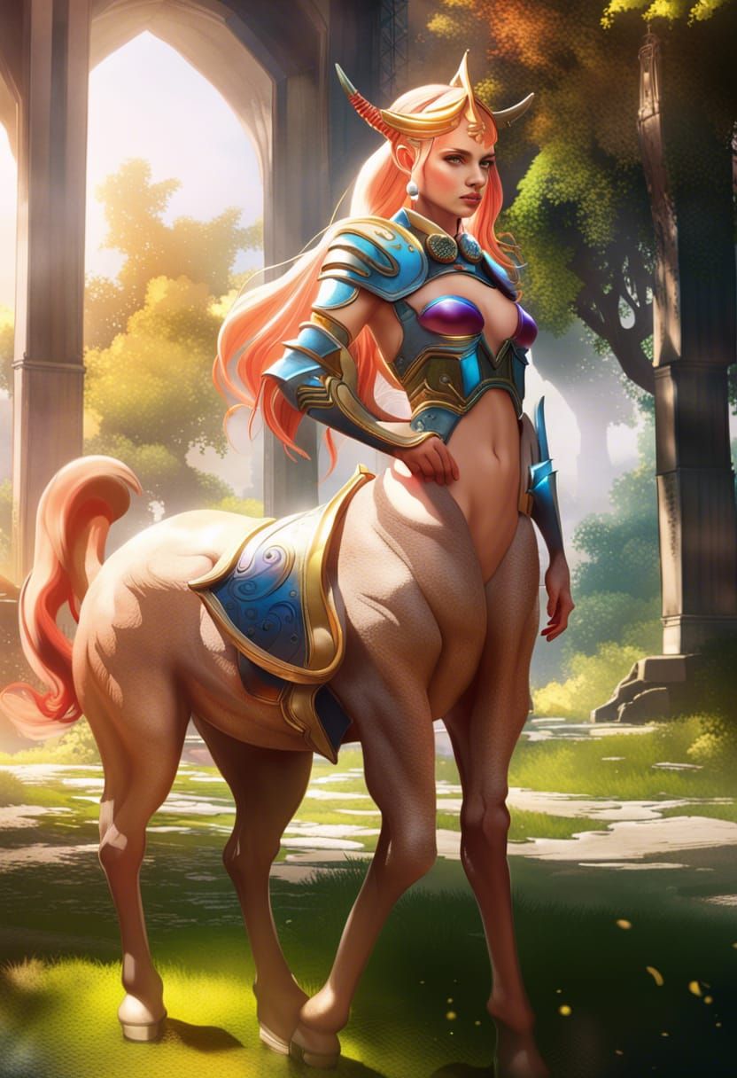 Colorful Centaur Warrior Woman in High Detail