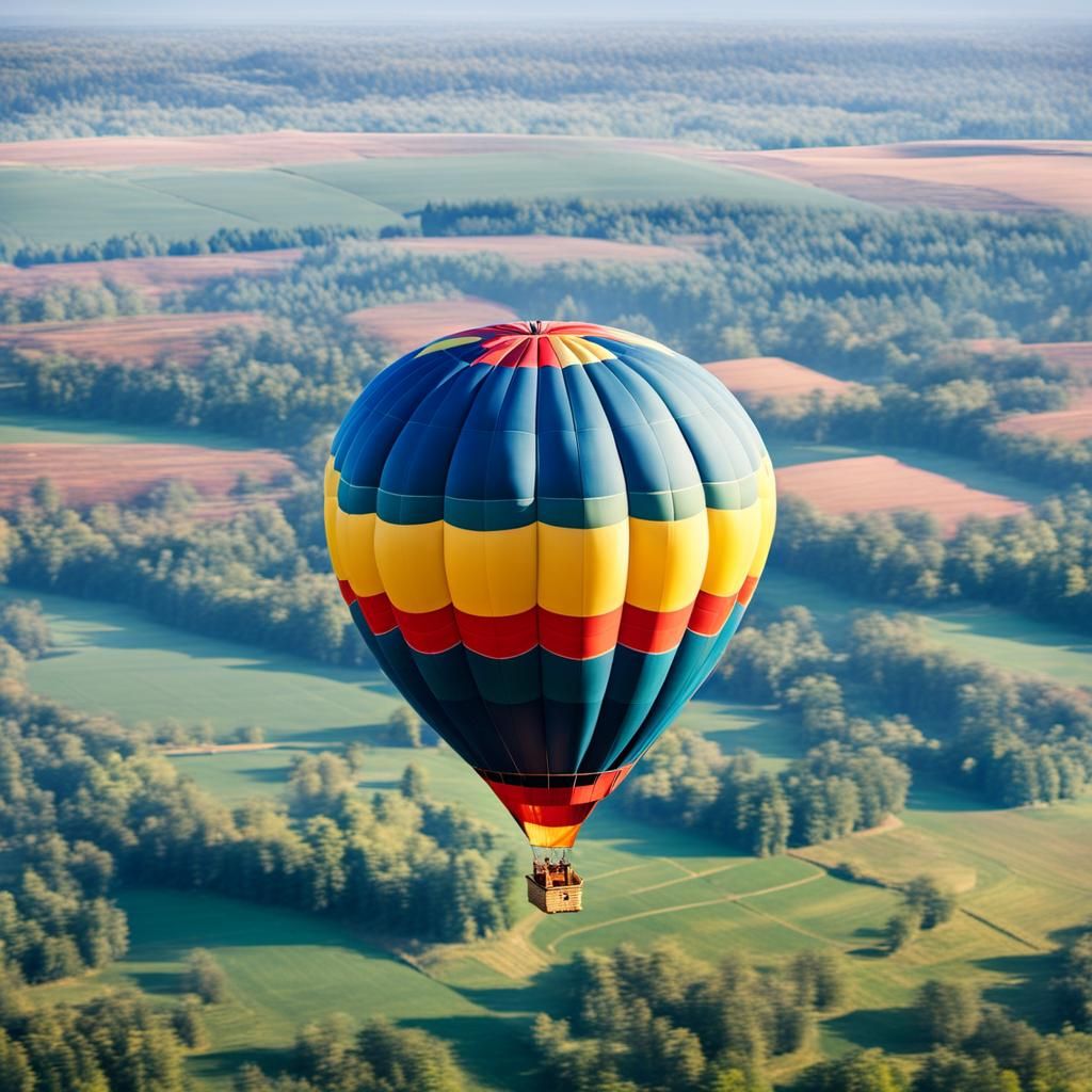 Hot Air Balloon Soaring on a Sunny Day