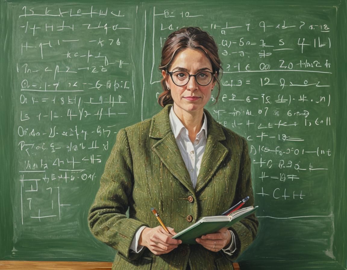University Teacher Writes Equations as Impasto Painting
