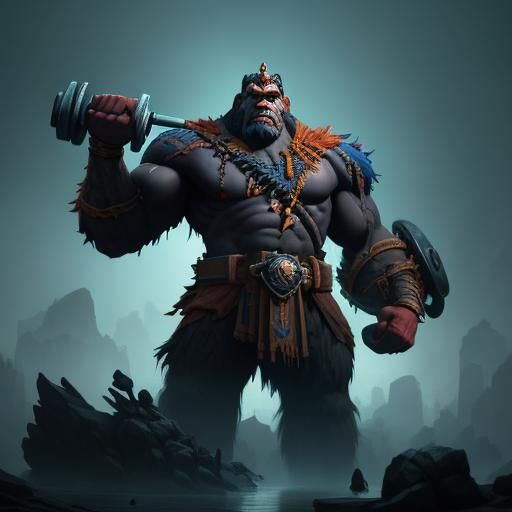 King Kong Weightlifting: Detailed Matte Painting