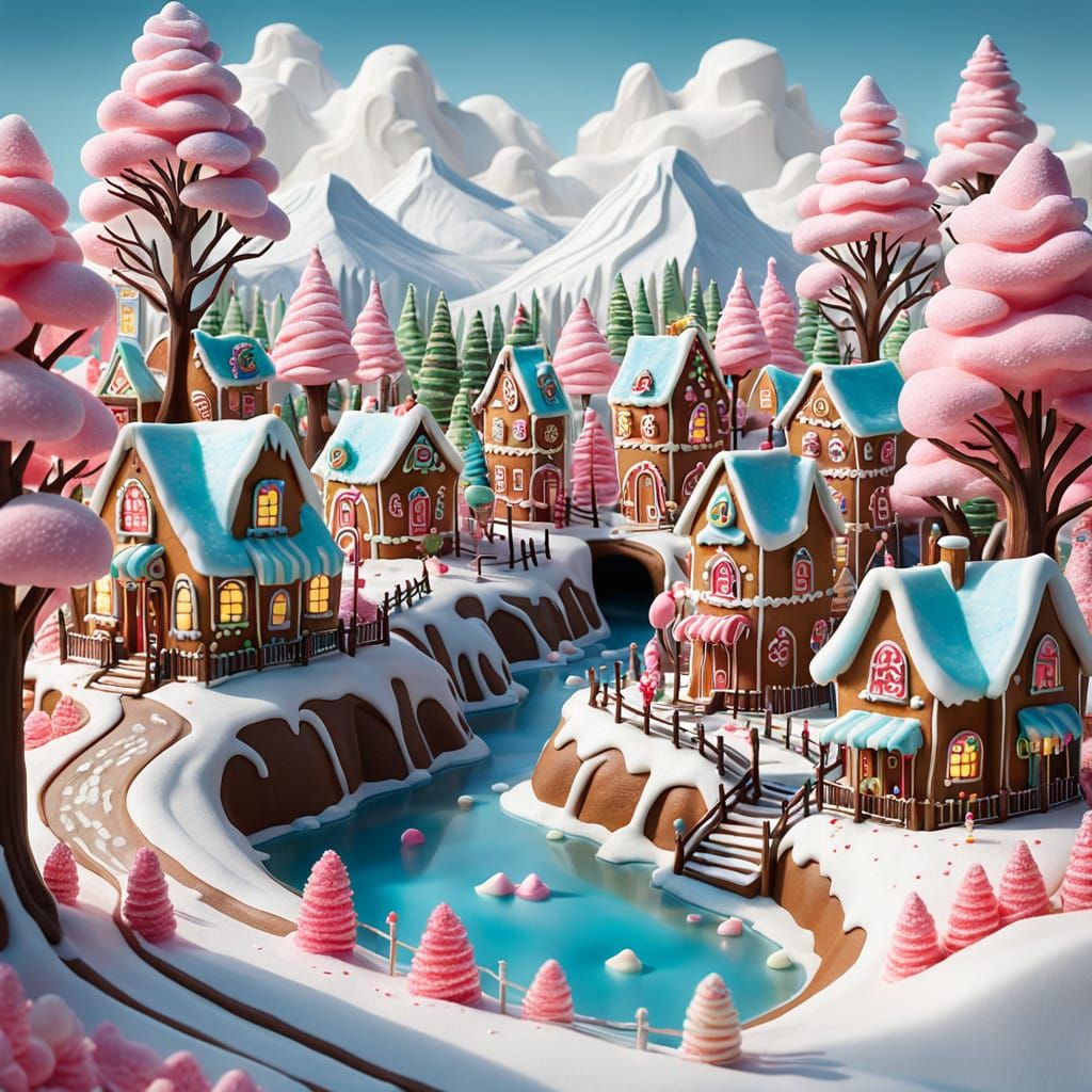 Whimsical Candy Village in Vibrant Colors