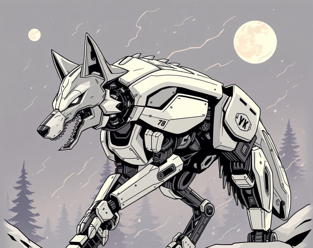 Futuristic Robot Wolf Digital Art