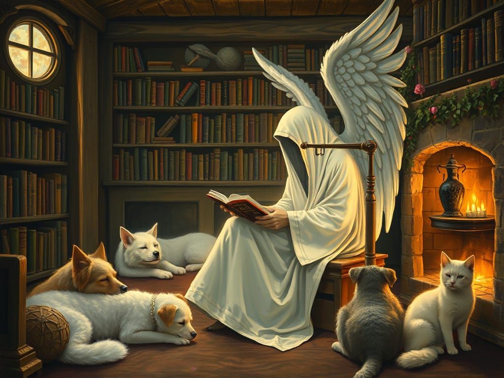 Angel of Death in a Cozy Impressionist Cottage Scene