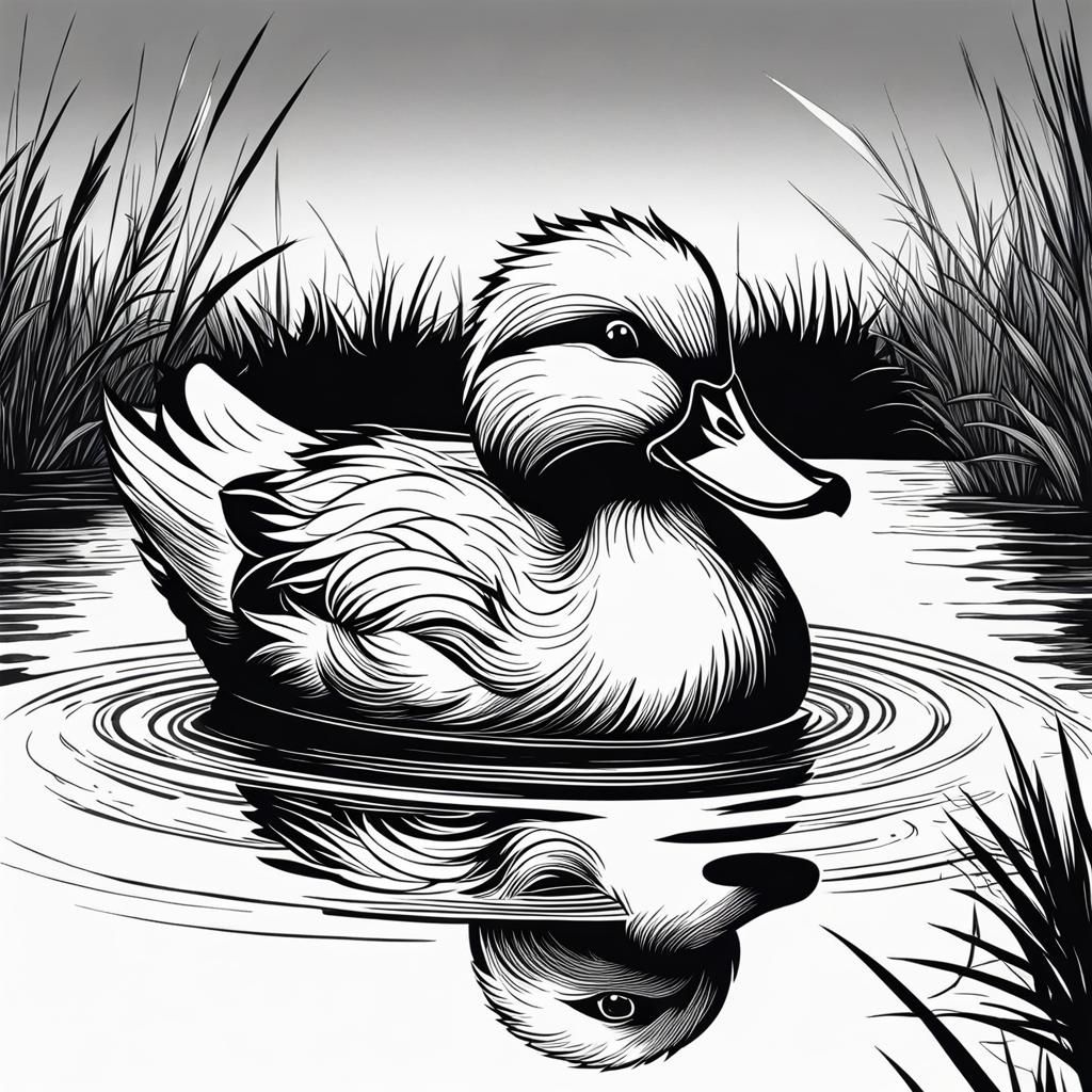 cute little duck in pond by Francisco De Goya