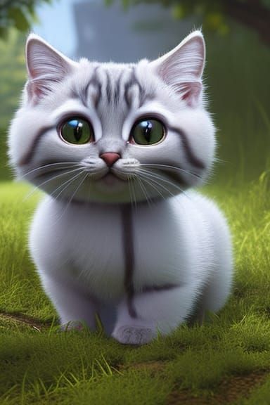 Cute Ginger Kitten with Big Eyes in Pixar Style