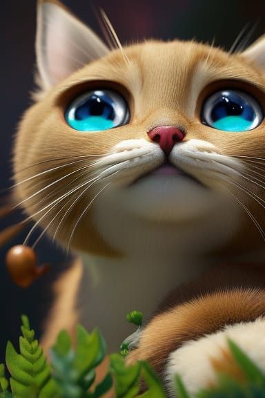 Cute Fluffy Ginger Kitten with Big Eyes