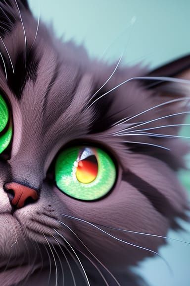 Cute Ginger Kitten in Roses, Digital Art