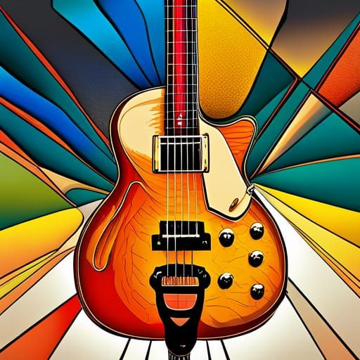 Geometric Guitar in Pop Art Style