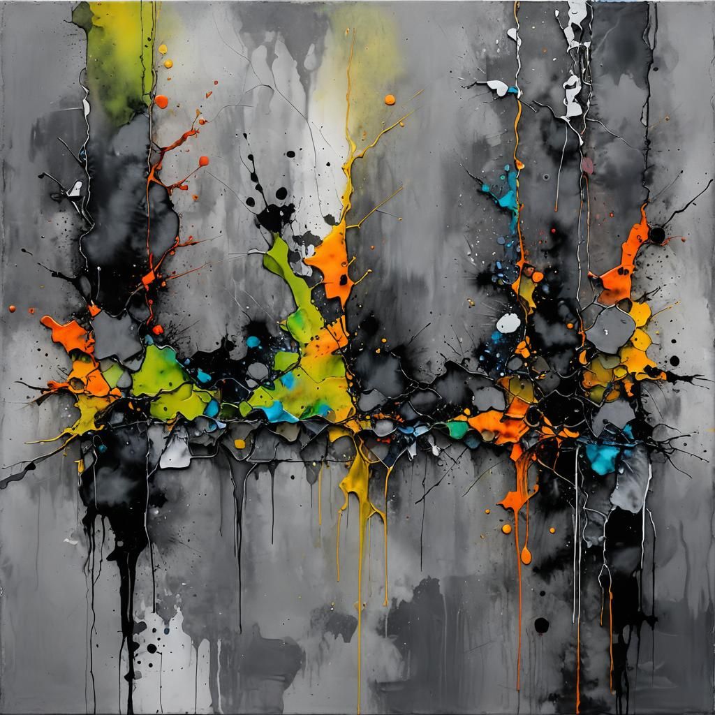 Vibrant Colors Scream Against Grey Concrete Wall