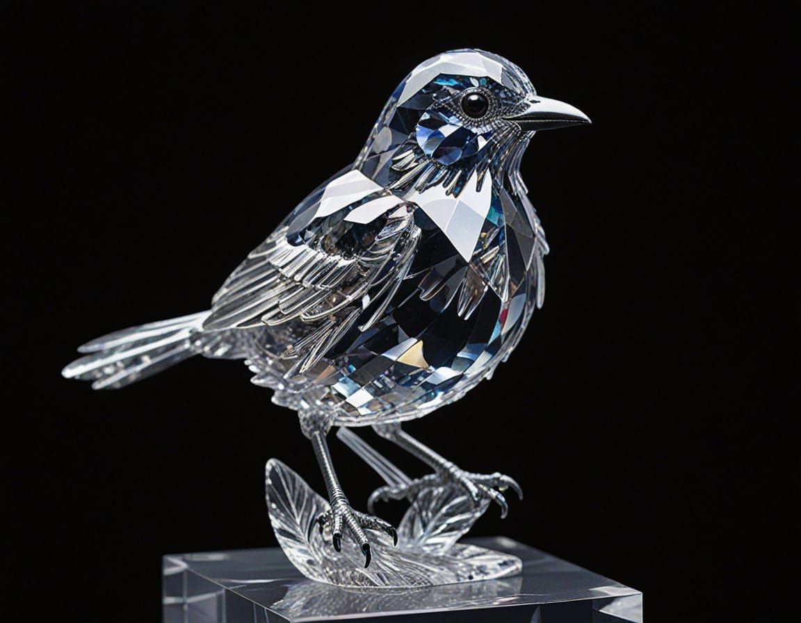 Crystal Bird Sculpture: Macro Photography