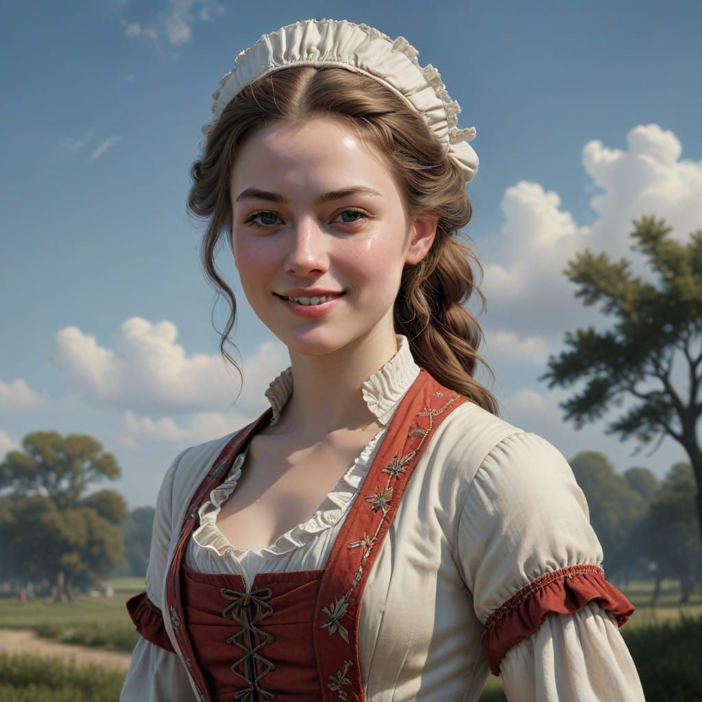 Colonial American Woman Portrait in Photorealistic Style