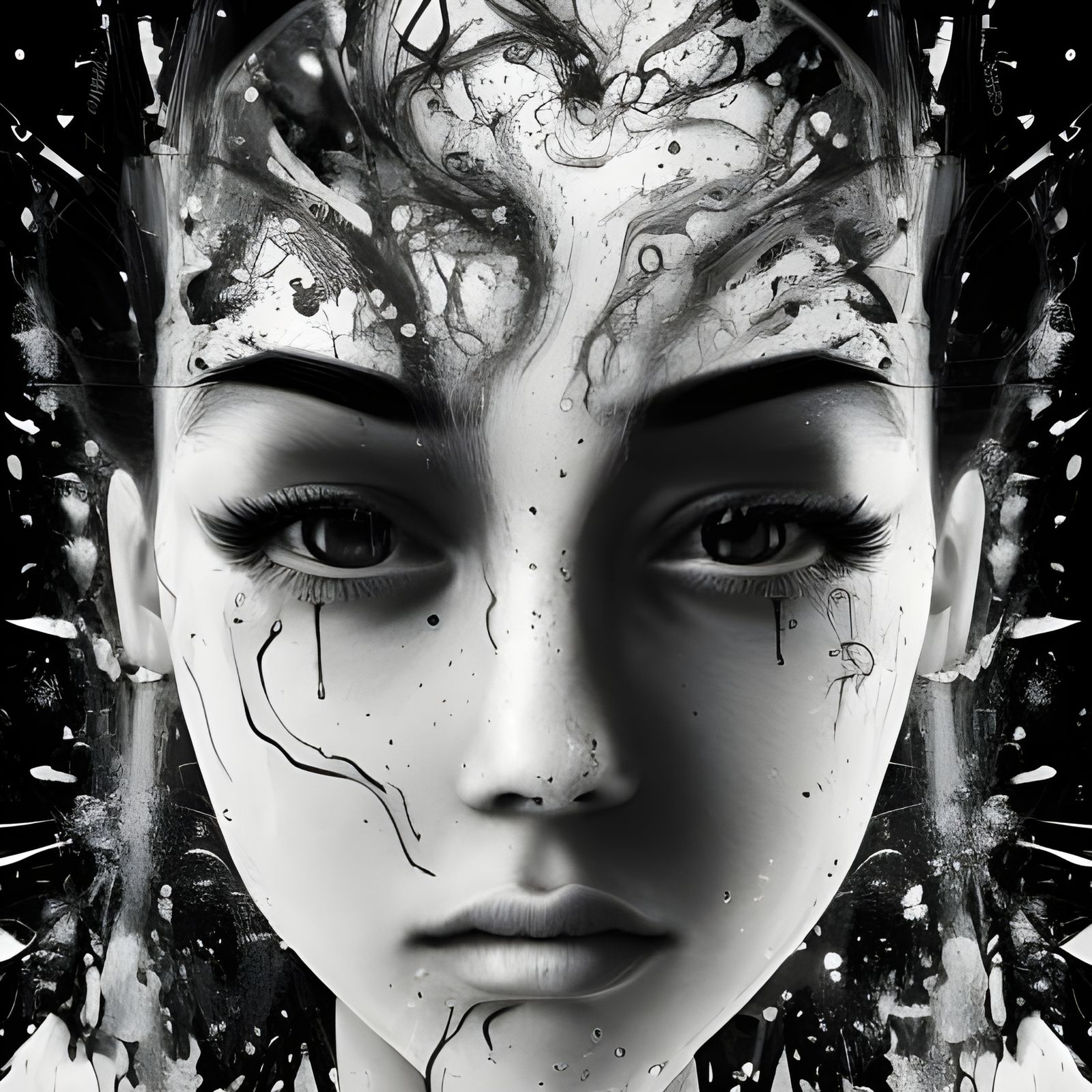 Detailed Hyperrealistic Girl Surrounded by Hands