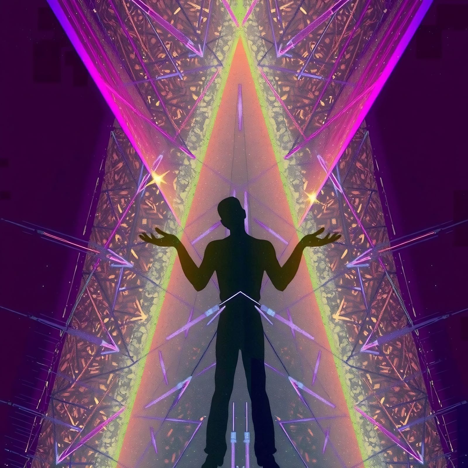 Surreal Being Levitates in Prism of Negative Light