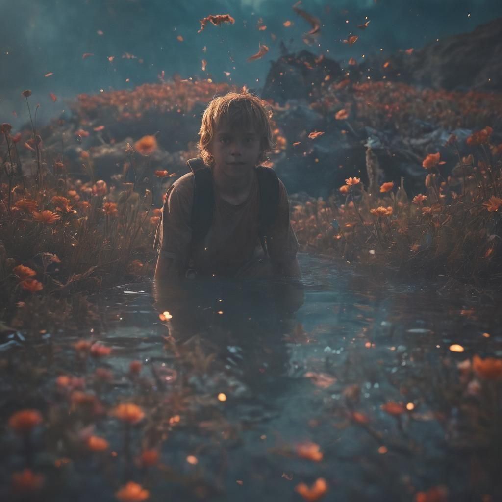 Child Floats Above Fiery Sea of Demons