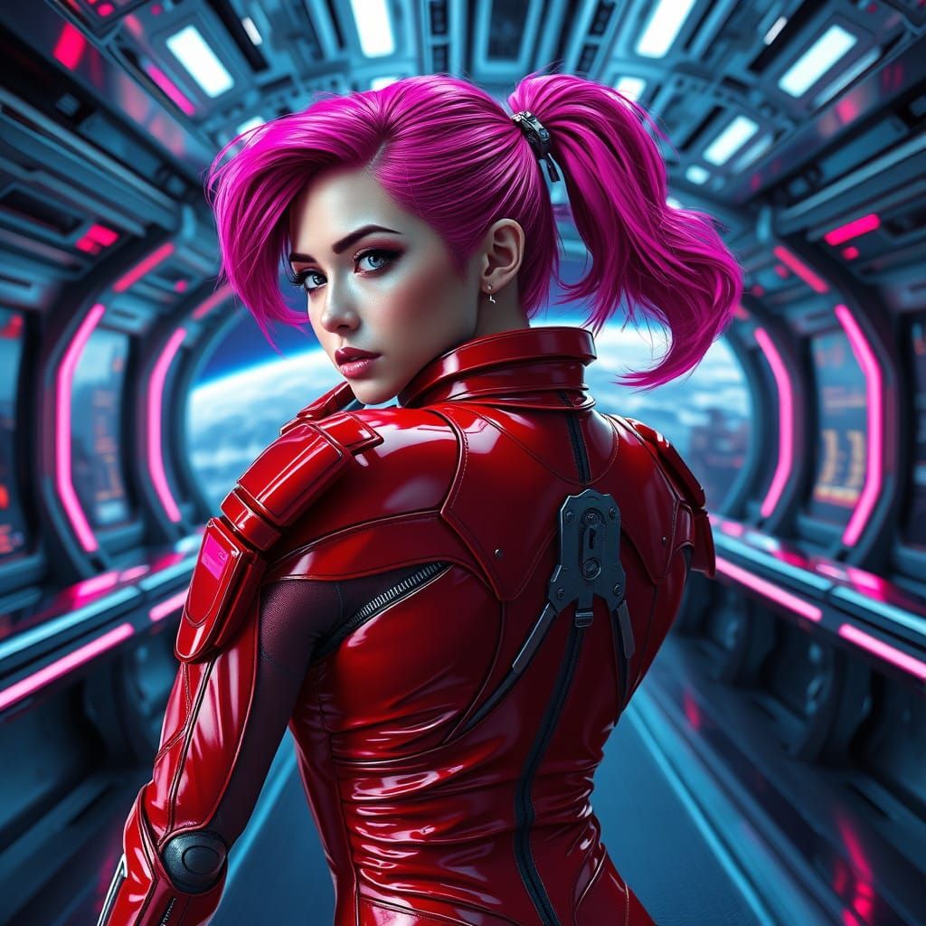 Elegant Space Station Aesthetic in Cyberpunk Style