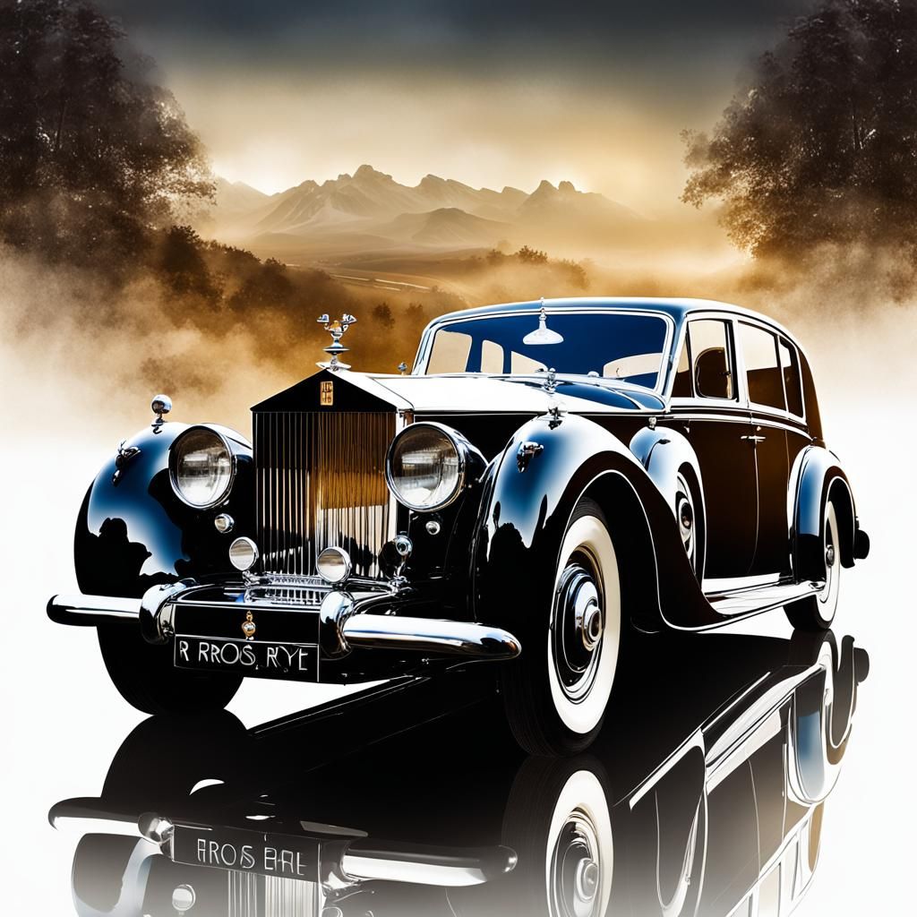 Rolls Royce Silhouette in Double Exposure Style