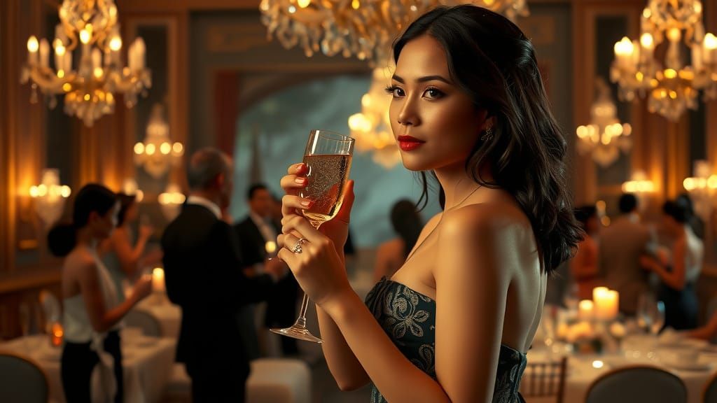 Elegant Javanese Bride in Lavish Ballroom