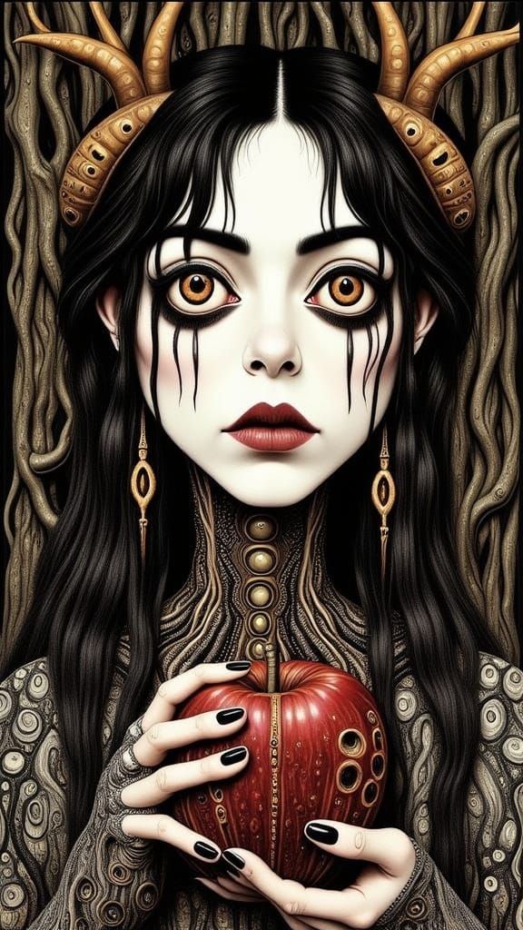 Corvidicon Sumi-e Goddess of the Cursed Apple