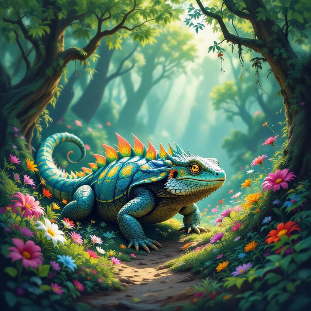 Bioluminescent Forest Lurker in Enchanted Woods