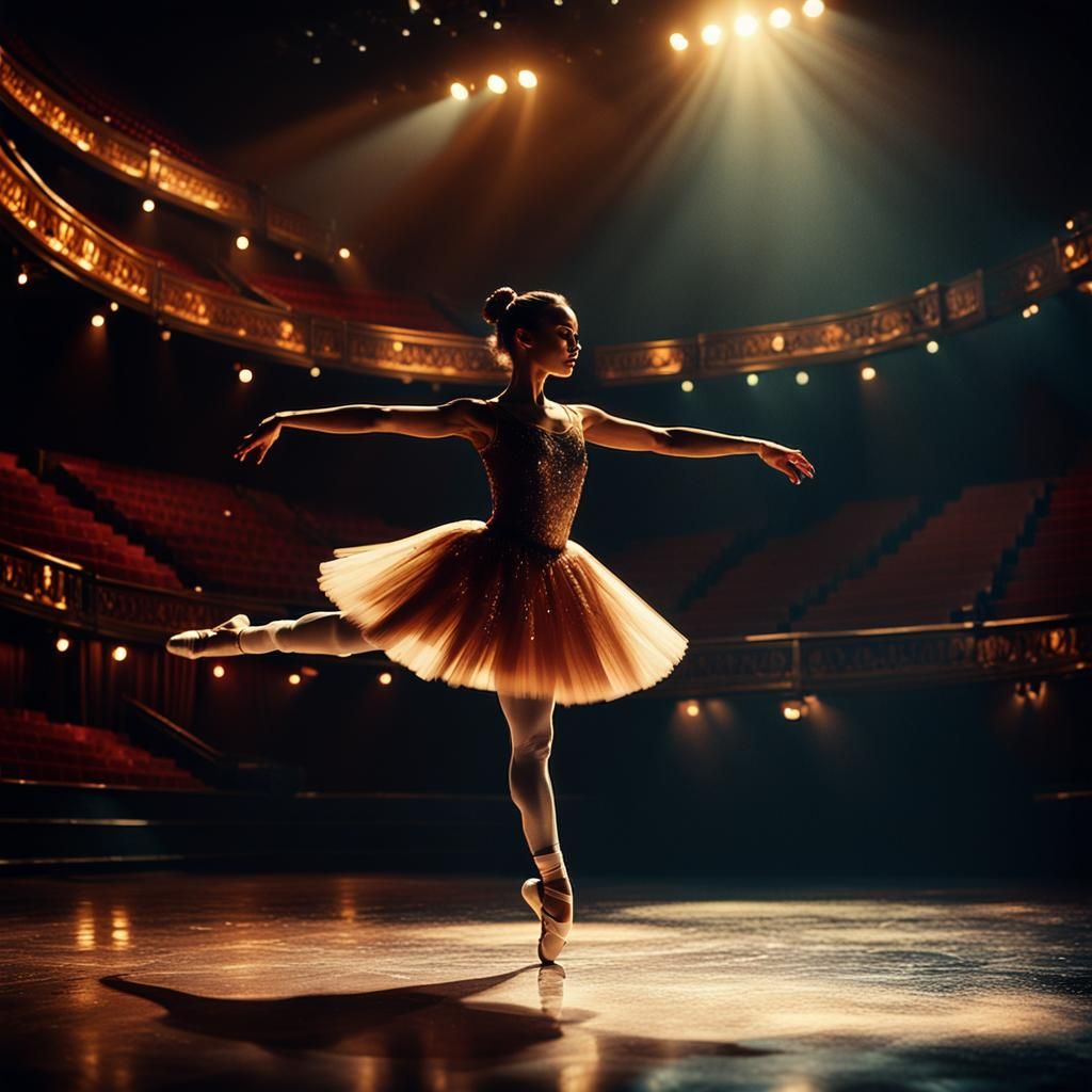 Ballerina Dances in Spotlight: Cinematic Digital Matte Paint...