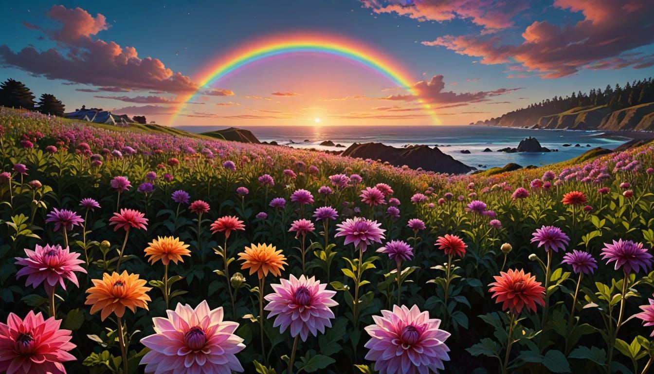 Mendocino Coast Dahlia Garden in Vibrant Ultraviolet Hues