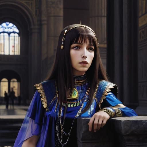 Jane Birkin as Cleopatra in Tiffany Glass Style