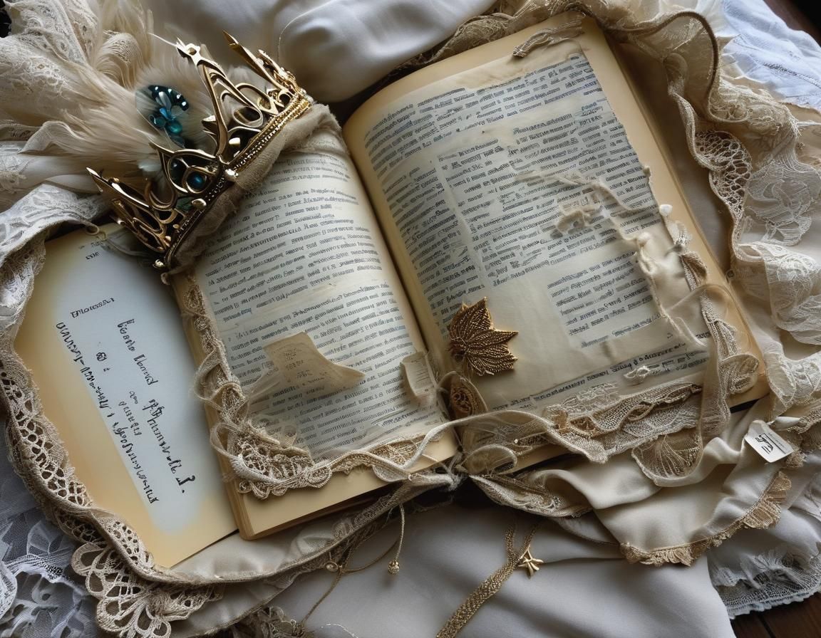 Dreamlike Portrait with Crown of Words, Digital Art