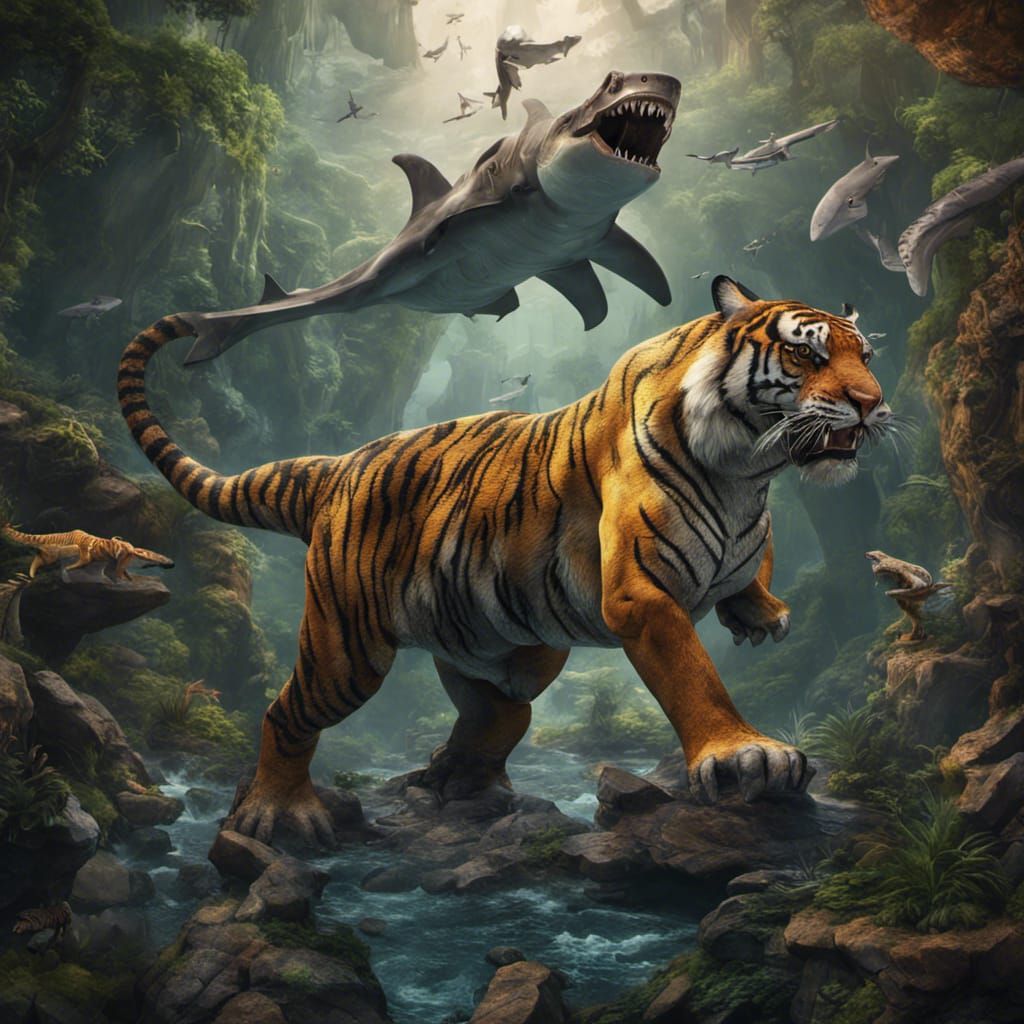 Fantastical Creatures and Objects in Detailed Painting