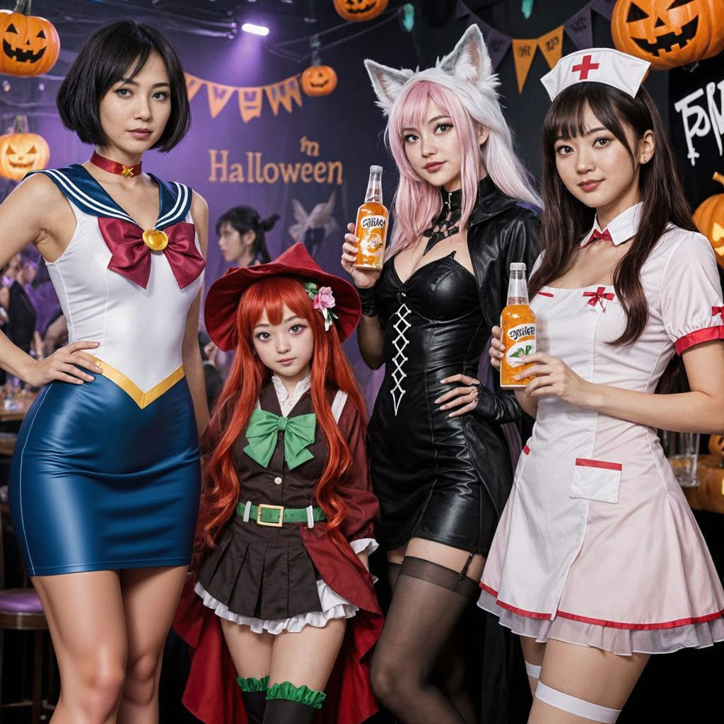 Halloween Party with Diverse Costumes in Shibuya
