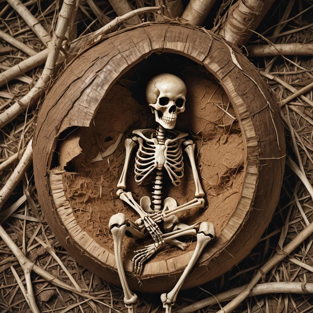 Skeleton in Coconut Shell: Macabre Fantasy Art