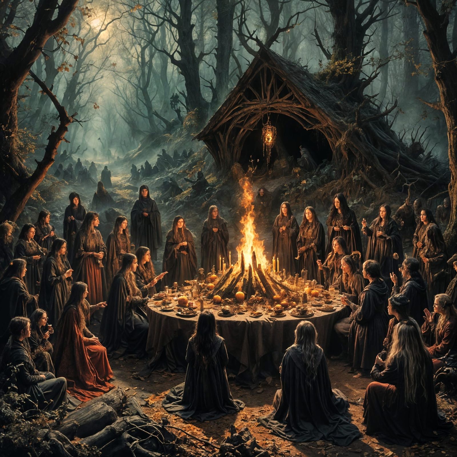 Magical Forest Ritual with Witches and Warlocks