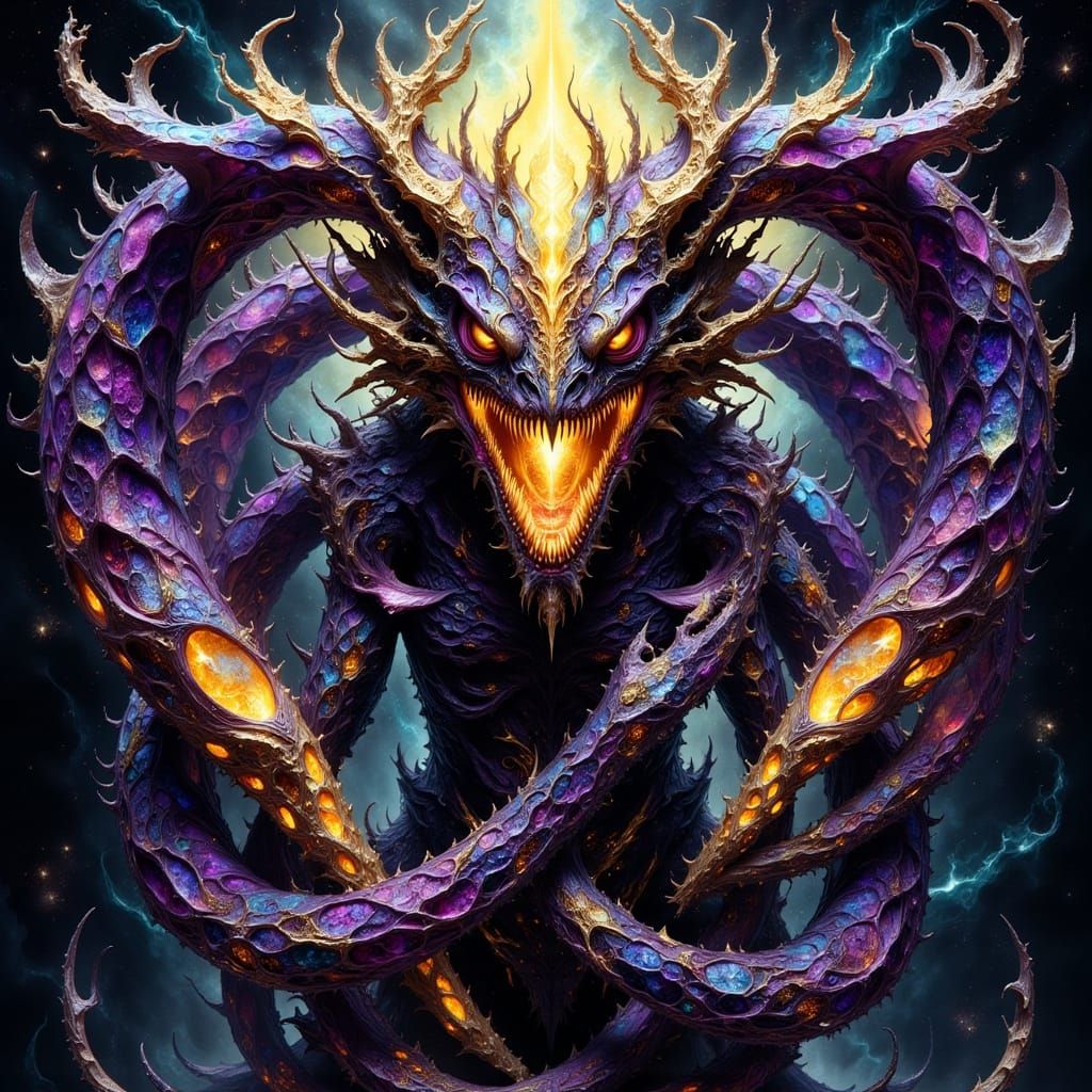 Ethereal Dark Fantasy Dragon Queen in Hyperkraximalismus Sty...