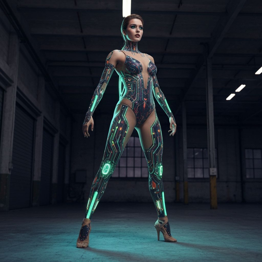 Cyborg Dancer with Translucent Glass Enhancements