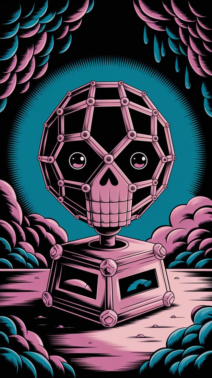 Cute Ossified Lattice Object Head in Kawaii Style