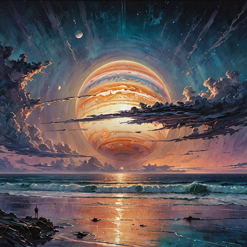 Iridescent Jupiter Rising: Futuristic Fine Art