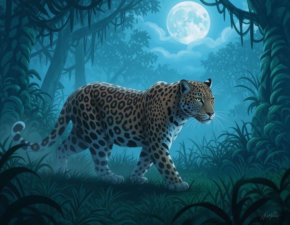 Majestic Leopard in Misty Jungle Twilight