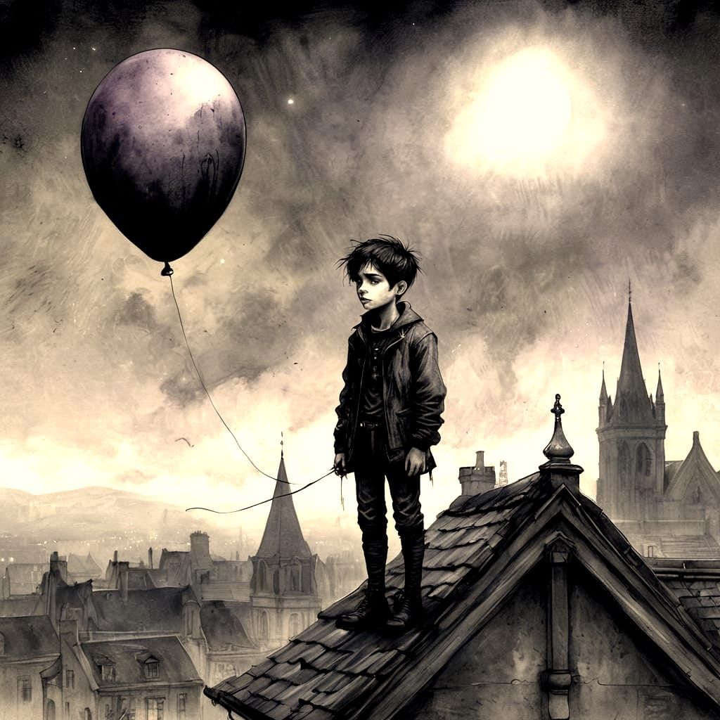 Gothic Boy with Black Balloon Splash Art