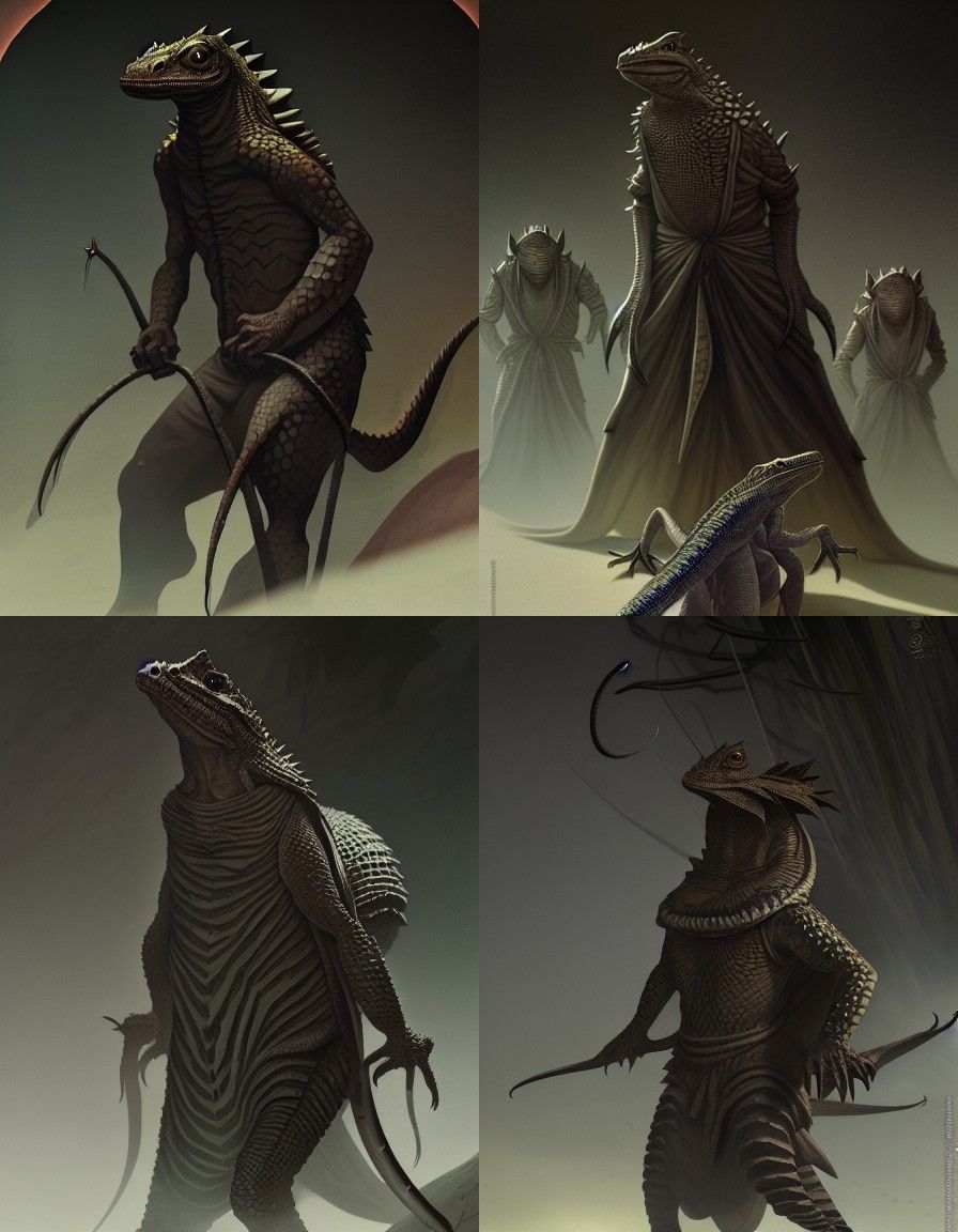 Sinister Lizardfolk Monk in Desert Concept Art