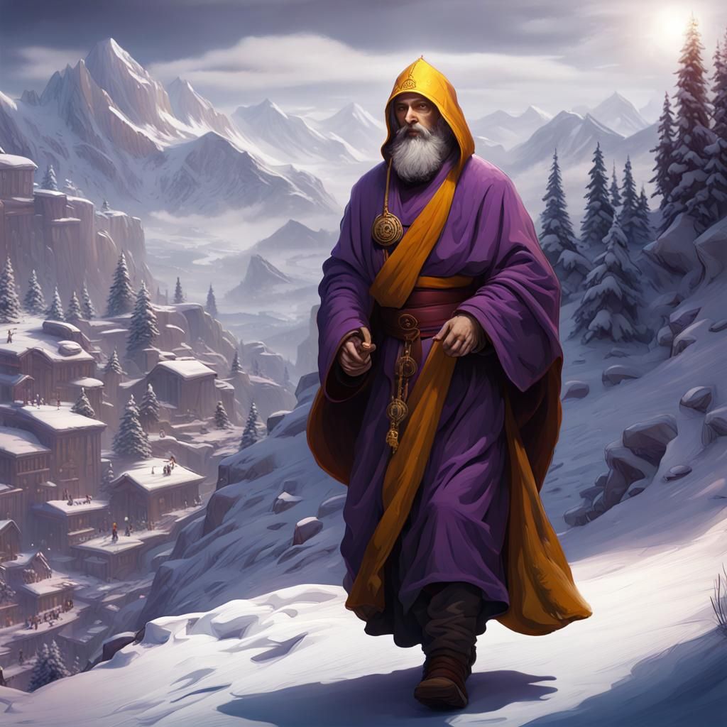 Monk and Saint Nicholas in Winter Wonderland