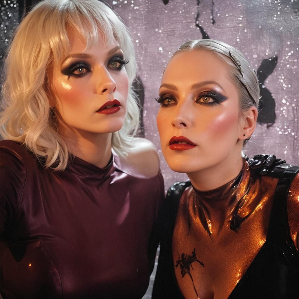 Dark Fantasy Woman in Latex Applying Makeup