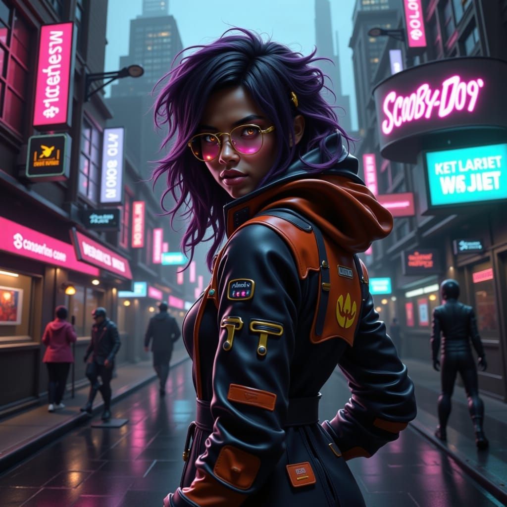 Thelma as Scooby-Doo in Art Nouveau Cityscape